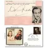 Autograph album page with small attached picture, signed by David Niven who played James Bond in the