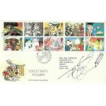 Terry Gilliam signed 1993 Greetings First Day Cover with pencil doodle, neatly typed address. Good