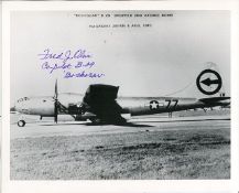Nagasaki Pilot: 8x10 inch photo signed by Fred Olivi, co-pilot of B-29 'Bockscar' which dropped