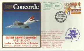 Concorde London-Santa Maria-Barbados First Flight dated 25th February 1984. Good condition