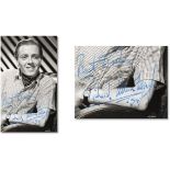 B/W photo signed in blue pen by actor-director legend, Richard Attenborough, “Best wishes, Richard