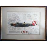 B24 Liberator Print signed by 80 WW2 veterans. Amazing frames and mounted picture of Liberator Q2-M.