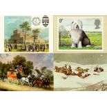 Post Offices Maxi Cards & Postcards over 100 in a shoe box, big array of subjects, stamps &