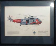 Sea King Signed Print 50cm x 43cm framed and mounted print Sea King HAR5 XV666 823 771 Naval Air