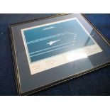 Concorde. Red Arrows, QEII Print 43cm x 40cm print framed and mounted signed by artist Arthur Gibson