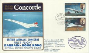 Concorde Bahrain-Hong Kong First Flight dated 2nd March 1985. Good condition