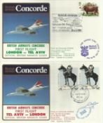 Concorde London-Tel Aviv First Flight dated 28th March 1984 and Tel Aviv-London dated 29th March