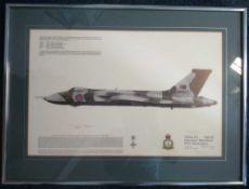 Vulcan Print 50cm x 40cm framed and mounted print Vulcan B2 XM 607 Operation black Buck RAF