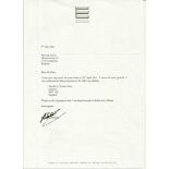 Bernie Ecclestone signed typed letter on his stationary to Alan Coker. Good condition