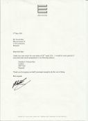 Bernie Ecclestone signed typed letter on his stationary to Alan Coker. Good condition