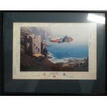 Sea King Signed Print 50cm x 43cm framed and mounted print Teamwork Sea King Rescue Naval Air