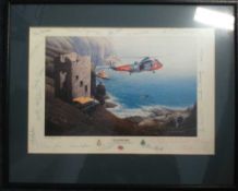 Sea King Signed Print 50cm x 43cm framed and mounted print Teamwork Sea King Rescue Naval Air