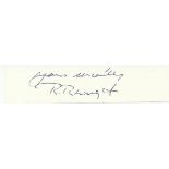 Sgt R.R. Wright, Small clipped signature signed by Battle of Britain veteran Sgt R.R. Wright, 248