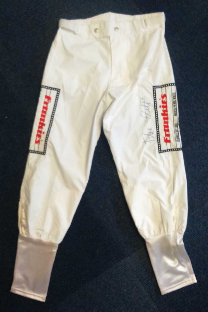 Frankie Dettori autographed silk breeches 1. Unusual piece of horse racing memorabilia. These are