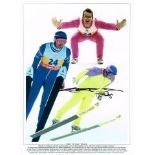 Eddie The Eagle Edwards Olympic Ski Jumper Hand Signed 16 X 12 Montage Good Condition