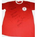 Liverpool 1965 Shirt Hand Signed By Tommy Smith-Chris Lawler-Ian St John-Tommy Lawrence-Ron Yeats