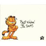 Jim Davis signed print. 8x10 sized colour print of the cartoon character Garfield autographed by