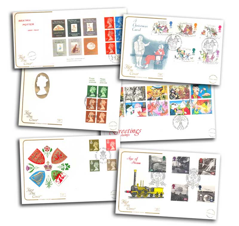 Cotswold FDC collection in Eight Huge cover albums. There are 7 green 1 black albums with gold - Image 2 of 2