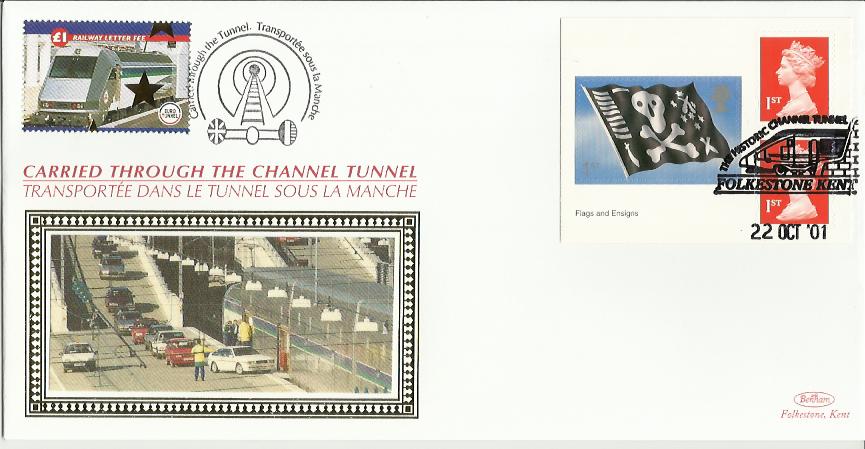 Benham official Channel Tunnel FDC CH0110X Chunnel Flags & Ens M/S 22/10. Good condition