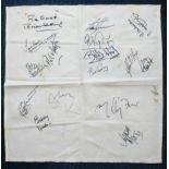 Sport stars Multi-signed napkin. Large square cloth napkin measuring approx 50cm x 50cm bearing