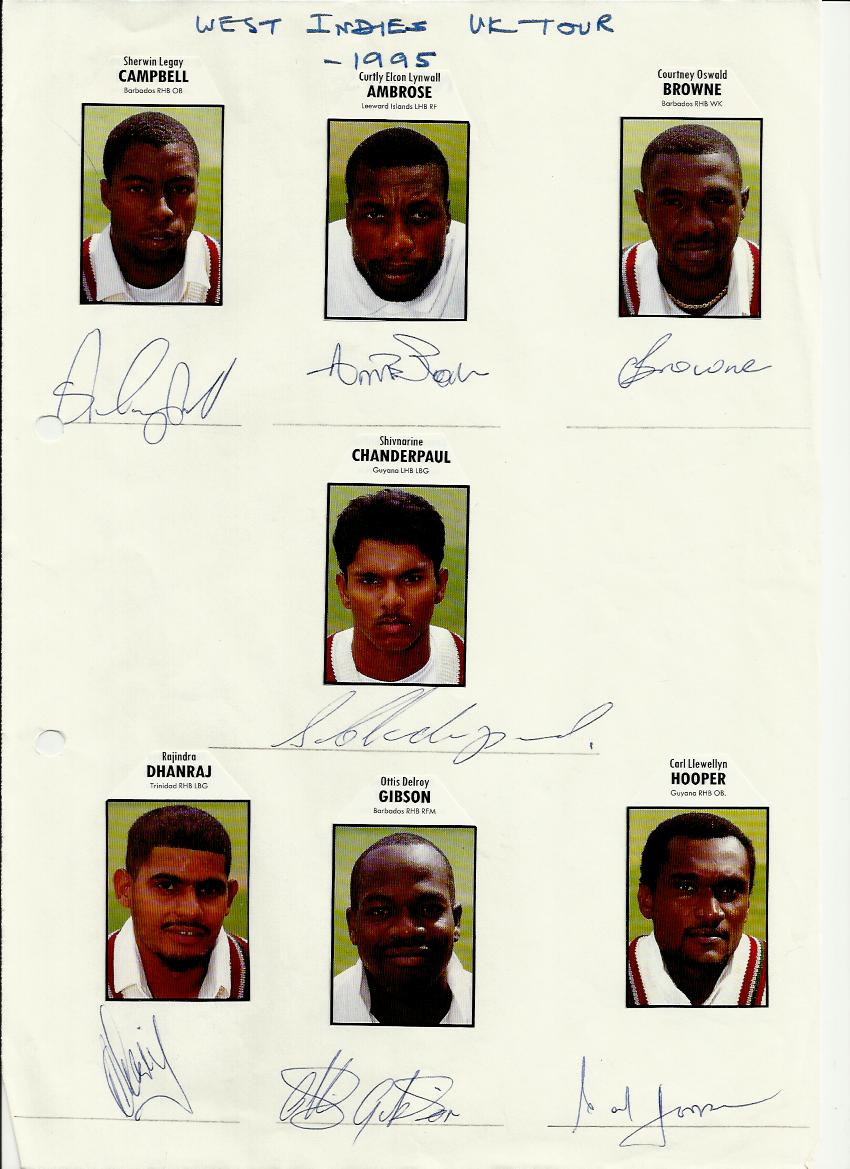 West Indies 1995 UK Tour Cricket collection Three A4 pages with small colour magazine photos - Image 3 of 3