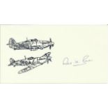 P/O R H Barber, Small card with illustration of Hurricane and Spitfire, autographed by Battle of