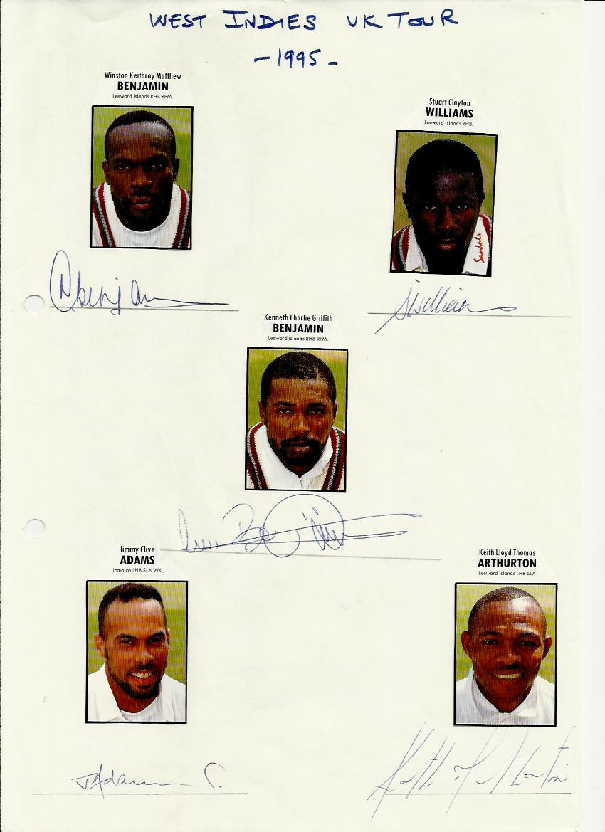 West Indies 1995 UK Tour Cricket collection Three A4 pages with small colour magazine photos - Image 2 of 3