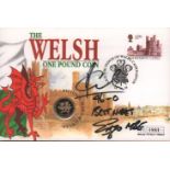 Joe Calzaghe and Enzo Calzaghe signed cover. 1995 Welsh Pound Coin Mercury coin cover signed by