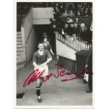 Albert Scanlon signed photo. Black and white 8x6 photograph signed by Busby Babe and Munich Air