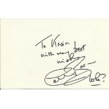 Colin Baker signed white card. Dedicated to Kevin. Good condition.