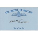 Sgt A G Russell, Blue Battle of Britain card autographed by Battle of Britain veteran Sgt A G
