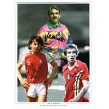 Welsh Legends Neville Southall,Mickey Thomas And Joey Jones Triple Signed 12 X 9 Good Condition