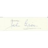 Flt Lt J.A.A. Gibson, Small clipped signature signed by Battle of Britain veteran Flt Lt J.A.A.
