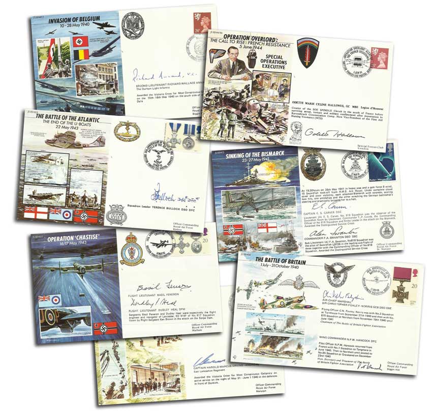 50th Ann WW2 JS50 Special Signed and pilot signed cover collection. Almost complete set of the