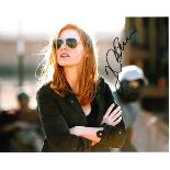 Jessica Chastain 10x8 c photo of Jessica from Zero Dark Thirty, signed by her in NYC Good condition