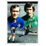 Chelsea FC Heroes Peter Bonetti And Ron ' Chopper' Harris Dual Signed 12 X 9 Good Condition