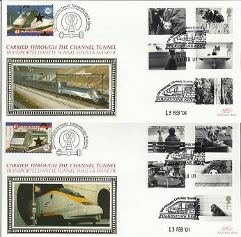 Benham official Channel Tunnel FDC CH01/02X Chunnel Cats & Dogs 13/2 pair. Good condition