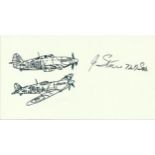 Flt Sgt J Steere Small card with illustration of Hurricane and Spitfire, autographed by Battle of