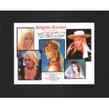 Brigitte Bardot autographed print. Lovely montage print measuring 36cm x 27cm featuring five