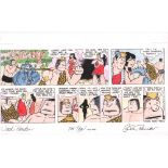 Jack and Carole Bender autographed comic art. 43cm x 26cm original hand drawn eight panel comic