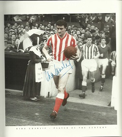 Charlie Hurley autographed photo. 24cm x 24cm colourised black and white print photo signed by