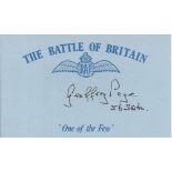 Geoffrey Page Blue Battle of Britain card autographed by Battle of Britain veteran Geoffrey Page, 56