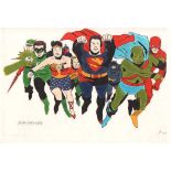 Mike Sekowsky autographed DC comic artwork. Stunning, absolutely stunning 47cm x 34cm heavy duty