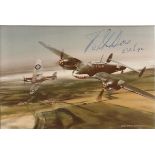 P/O Bob Doe DFC*, Small 6x4 photo of an aviation painting by Geoff Nutkins, autographed by Battle of