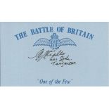 CJH Riddle, Blue Battle of Britain card autographed by Battle of Britain veteran CJH Riddle, 601 Sqn