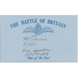 P/O H.A.R. Prowse, Blue Battle of Britain card autographed by Battle of Britain veteran P/O H.A.R.