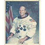Ron Evans Apollo 17 astronaut signed 10 x 8 colour White Space Suit photo, dedicated . Good