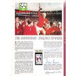 Bobby Moore A 22cm x 29cm page published by the Westminster Collection, and signed in blue by