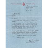 F/O Hartland de M. Molson Rare typed letter, dated 1991, handsigned by Canadian Battle of Britain