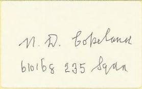 Sgt N D Copeland, Clipped signature signed by Battle of Britain veteran Sgt N D Copeland, 235 Sqn